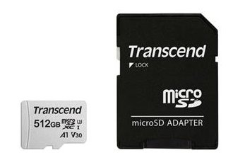 Transcend 512GB microSDXC 300S UHS-I U3 V30 A1, Class 10 + adaptér
